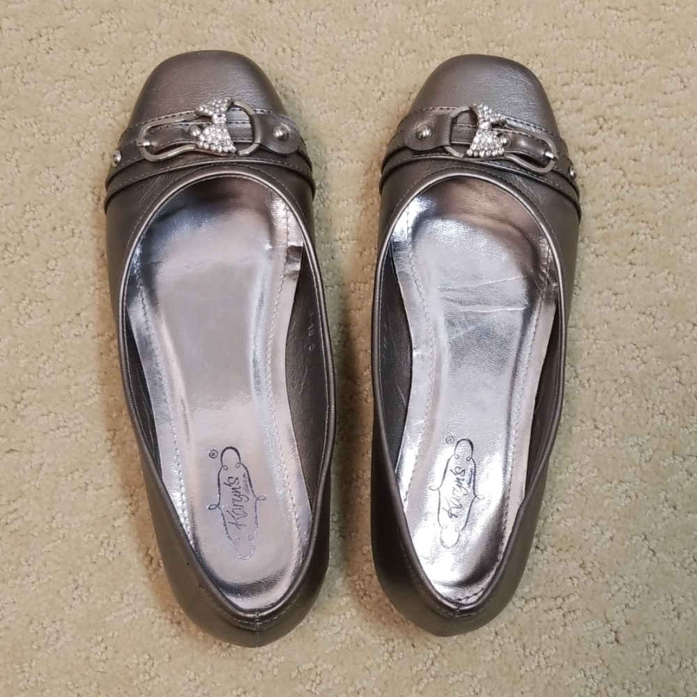 Silver ballet flats